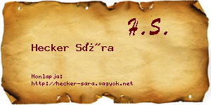 Hecker Sára névjegykártya